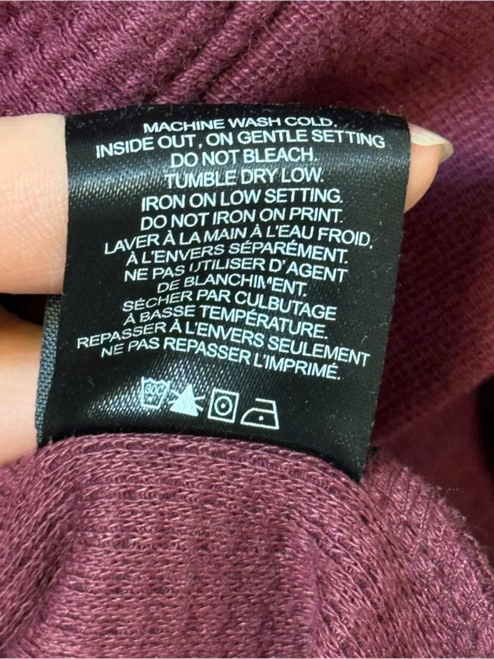 Brunette The Label Waffle Full Zip Hoodie Burgundy Medium Large